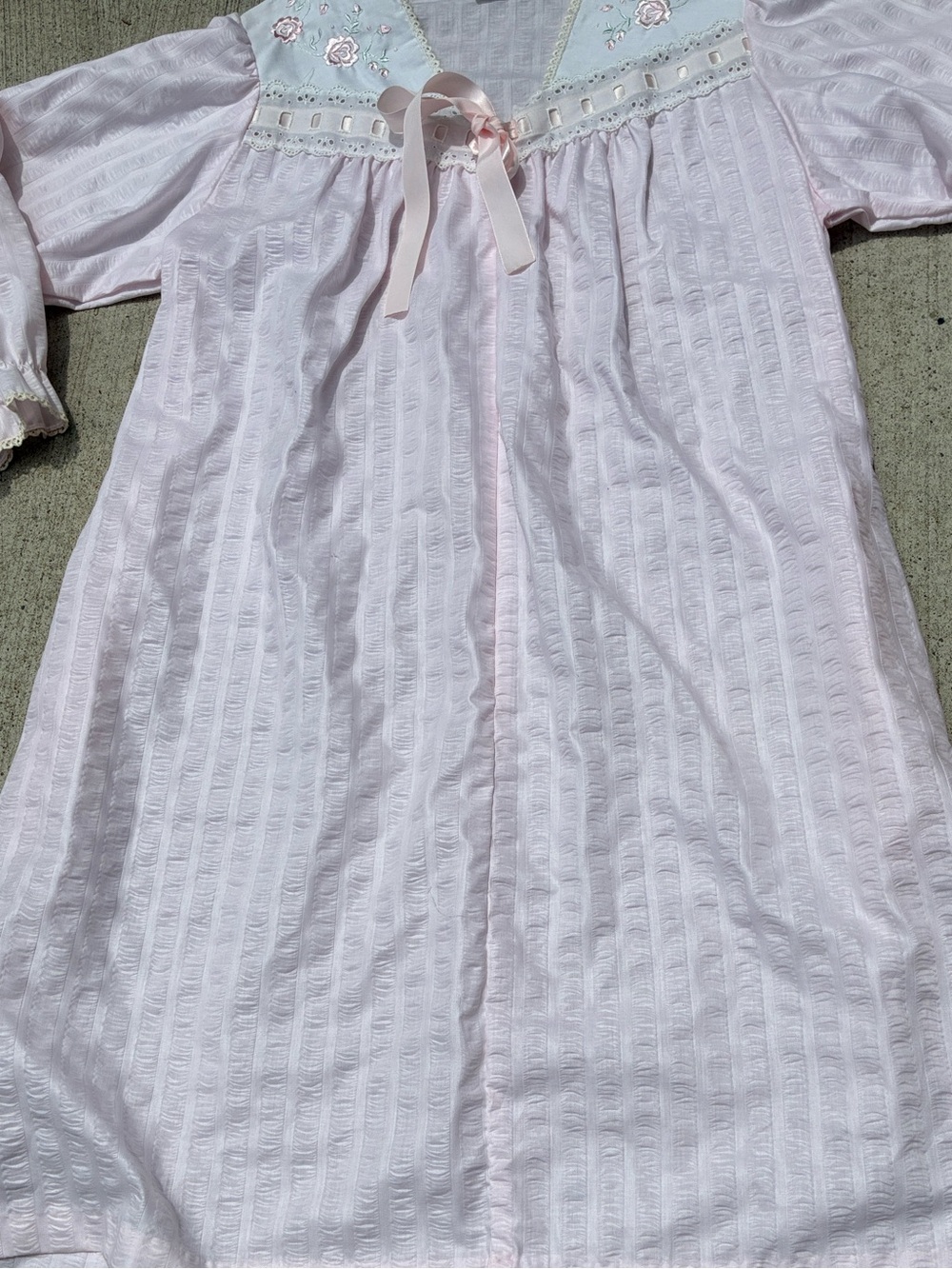 Gilligan & O'Malley Light Pink Embroidered Ribbon-Front Nightgown